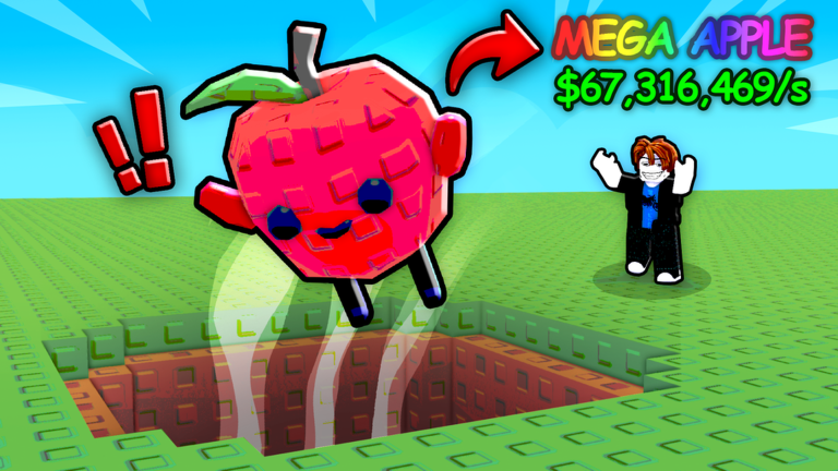 Official Drop a Fruit art of a glowing jack-o'-lantern fruit dropping into a hole in a Halloween-themed graveyard plot.